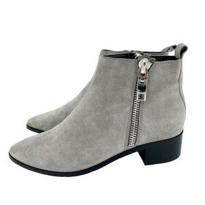 Dolce Vita Marra Gray Suede Leather Ankle Chelsea Boots Double Zip Sz 7 New